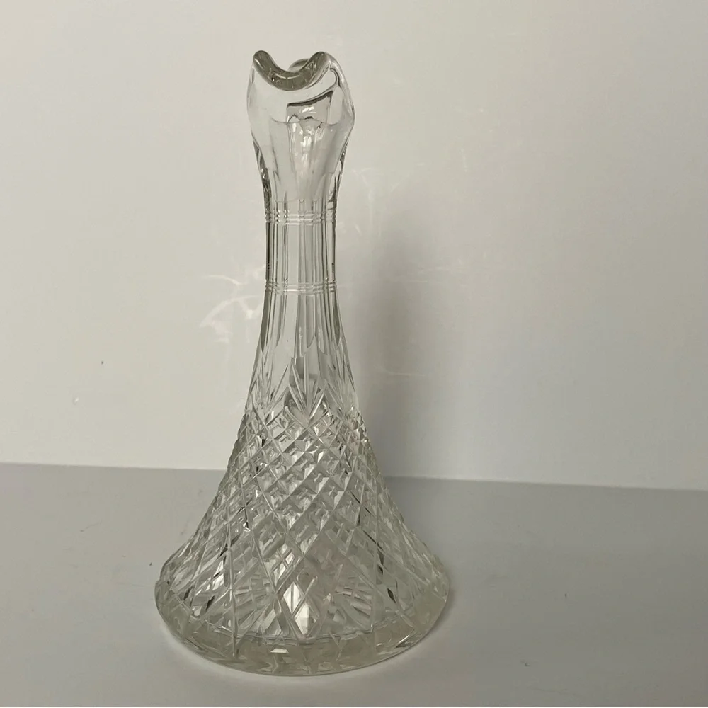 Cut Glass Crystal Vase Or Cruet Facet No Stopper Vintage 7” Clear 4” wide